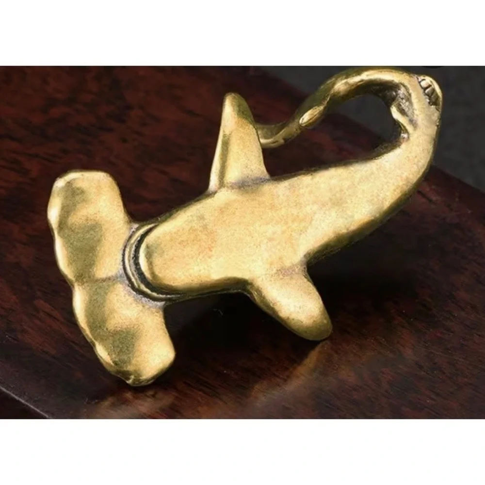 Brass Hammerhead Shark Figurine Gold Brass Miniature New